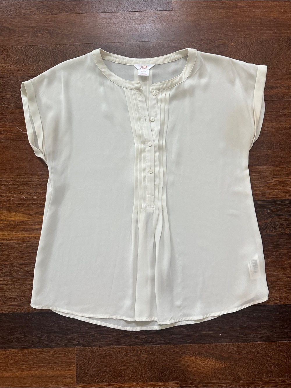 Joe Fresh Cream Pleated Front Short Sleeve Blouse
